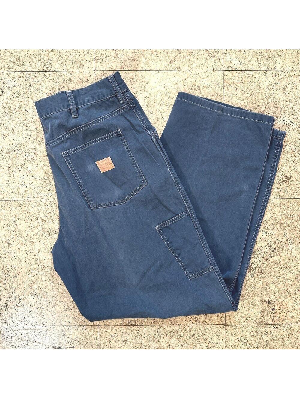 Vtg Structure 089 Utility Pants Mens 34x32 Gray/Blue Distressed Skater Workwear
